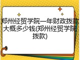 郑州经贸学院一年财政拨款大概多少钱(郑州经贸学院拨款)