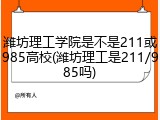 潍坊理工学院是不是211或985高校(潍坊理工是211/985吗)
