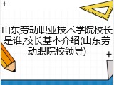 山东劳动职业技术学院校长是谁,校长基本介绍(山东劳动职院校领导)