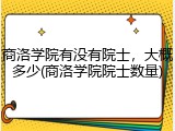 商洛学院有没有院士，大概多少(商洛学院院士数量)