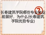 长春建筑学院哪些专业就业前景好，为什么(长春建筑学院优势专业)