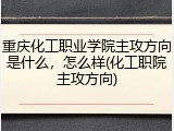 重庆化工职业学院主攻方向是什么，怎么样(化工职院主攻方向)