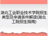 湖北工业职业技术学院招生类型及申请条件解读(湖北工院招生指南)