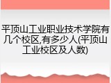 平顶山工业职业技术学院有几个校区,有多少人(平顶山工业校区及人数)