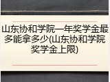 山东协和学院一年奖学金最多能拿多少(山东协和学院奖学金上限)
