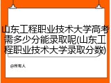 山东工程职业技术大学高考需多少分能录取呢(山东工程职业技术大学录取分数)