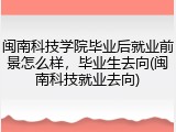 闽南科技学院毕业后就业前景怎么样，毕业生去向(闽南科技就业去向)