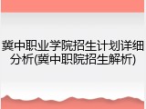 冀中职业学院招生计划详细分析(冀中职院招生解析)