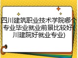 四川建筑职业技术学院哪个专业毕业就业前景比较好(川建院好就业专业)