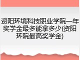 资阳环境科技职业学院一年奖学金最多能拿多少(资阳环院最高奖学金)