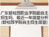 广东碧桂园职业学院能自主招生吗，最近一年简章分析(碧桂园学院自主招生简章)