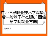广西信息职业技术学院毕业后一般能干什么呢(广西信息学院就业方向)