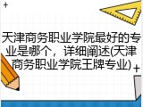 天津商务职业学院最好的专业是哪个，详细阐述(天津商务职业学院王牌专业)
