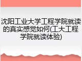 沈阳工业大学工程学院就读的真实感觉如何(工大工程学院就读体验)