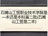 石嘴山工贸职业技术学院是一本还是本科第二批(石嘴山工贸是二本)