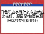 百色职业学院什么专业就业比较好，原因是啥(百色职院优势专业就业好)