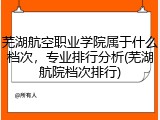 芜湖航空职业学院属于什么档次，专业排行分析(芜湖航院档次排行)