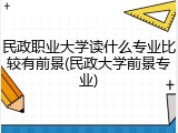 民政职业大学读什么专业比较有前景(民政大学前景专业)