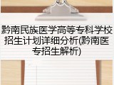 黔南民族医学高等专科学校招生计划详细分析(黔南医专招生解析)