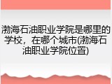 渤海石油职业学院是哪里的学校，在哪个城市(渤海石油职业学院位置)