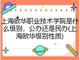 上海欧华职业技术学院是什么级别，公办还是民办(上海欧华级别性质)