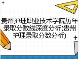 贵州护理职业技术学院历年录取分数线深度分析(贵州护理录取分数分析)