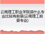 云南理工职业学院读什么专业比较有前景(云南理工前景专业)