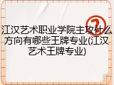 江汉艺术职业学院主攻什么方向有哪些王牌专业(江汉艺术王牌专业)