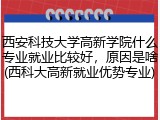 西安科技大学高新学院什么专业就业比较好，原因是啥(西科大高新就业优势专业)