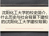 沈阳化工大学的校史简介，什么历史与社会背景下建校的(沈阳化工大学建校背景)