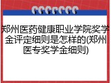 郑州医药健康职业学院奖学金评定细则是怎样的(郑州医专奖学金细则)