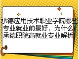 承德应用技术职业学院哪些专业就业前景好，为什么(承德职院高就业专业解析)
