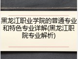 黑龙江职业学院的普通专业和特色专业详解(黑龙江职院专业解析)