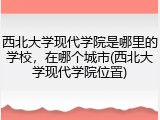 西北大学现代学院是哪里的学校，在哪个城市(西北大学现代学院位置)
