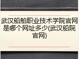 武汉船舶职业技术学院官网是哪个网址多少(武汉船院官网)