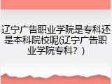 辽宁广告职业学院是专科还是本科院校呢(辽宁广告职业学院专科？)