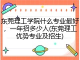 东莞理工学院什么专业最好，一年招多少人(东莞理工优势专业及招生)