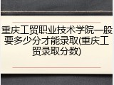 重庆工贸职业技术学院一般要多少分才能录取(重庆工贸录取分数)
