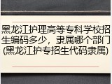 黑龙江护理高等专科学校招生编码多少，隶属哪个部门(黑龙江护专招生代码隶属)