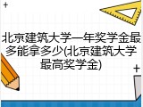 北京建筑大学一年奖学金最多能拿多少(北京建筑大学最高奖学金)