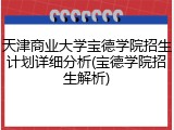 天津商业大学宝德学院招生计划详细分析(宝德学院招生解析)