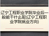 辽宁工程职业学院毕业后一般能干什么呢(辽宁工程职业学院就业方向)