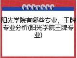 阳光学院有哪些专业，王牌专业分析(阳光学院王牌专业)