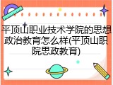 平顶山职业技术学院的思想政治教育怎么样(平顶山职院思政教育)