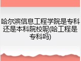 哈尔滨信息工程学院是专科还是本科院校呢(哈工程是专科吗)