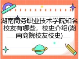 湖南商务职业技术学院知名校友有哪些，校史介绍(湖南商院校友校史)