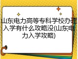 山东电力高等专科学校办理入学有什么攻略没(山东电力入学攻略)