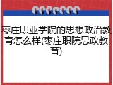 枣庄职业学院的思想政治教育怎么样(枣庄职院思政教育)