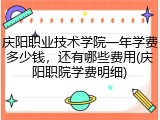庆阳职业技术学院一年学费多少钱，还有哪些费用(庆阳职院学费明细)