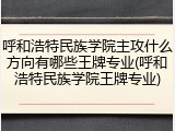 呼和浩特民族学院主攻什么方向有哪些王牌专业(呼和浩特民族学院王牌专业)